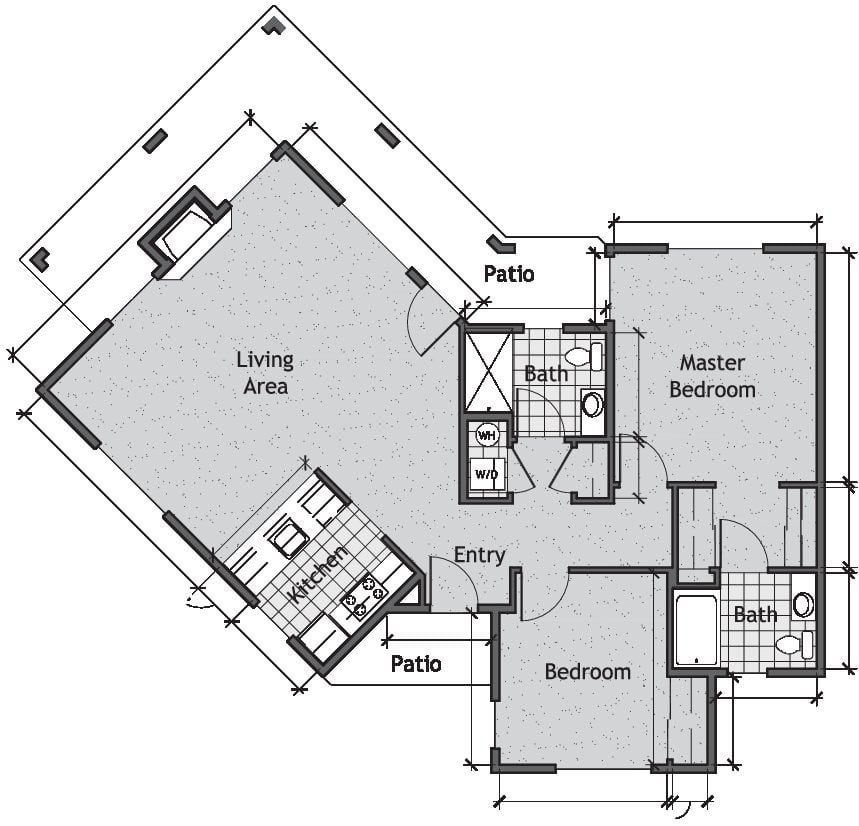 Two-Bedroom Cottage floor plan layout