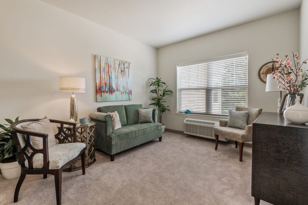 A living room in a Somerset Lodge apartment